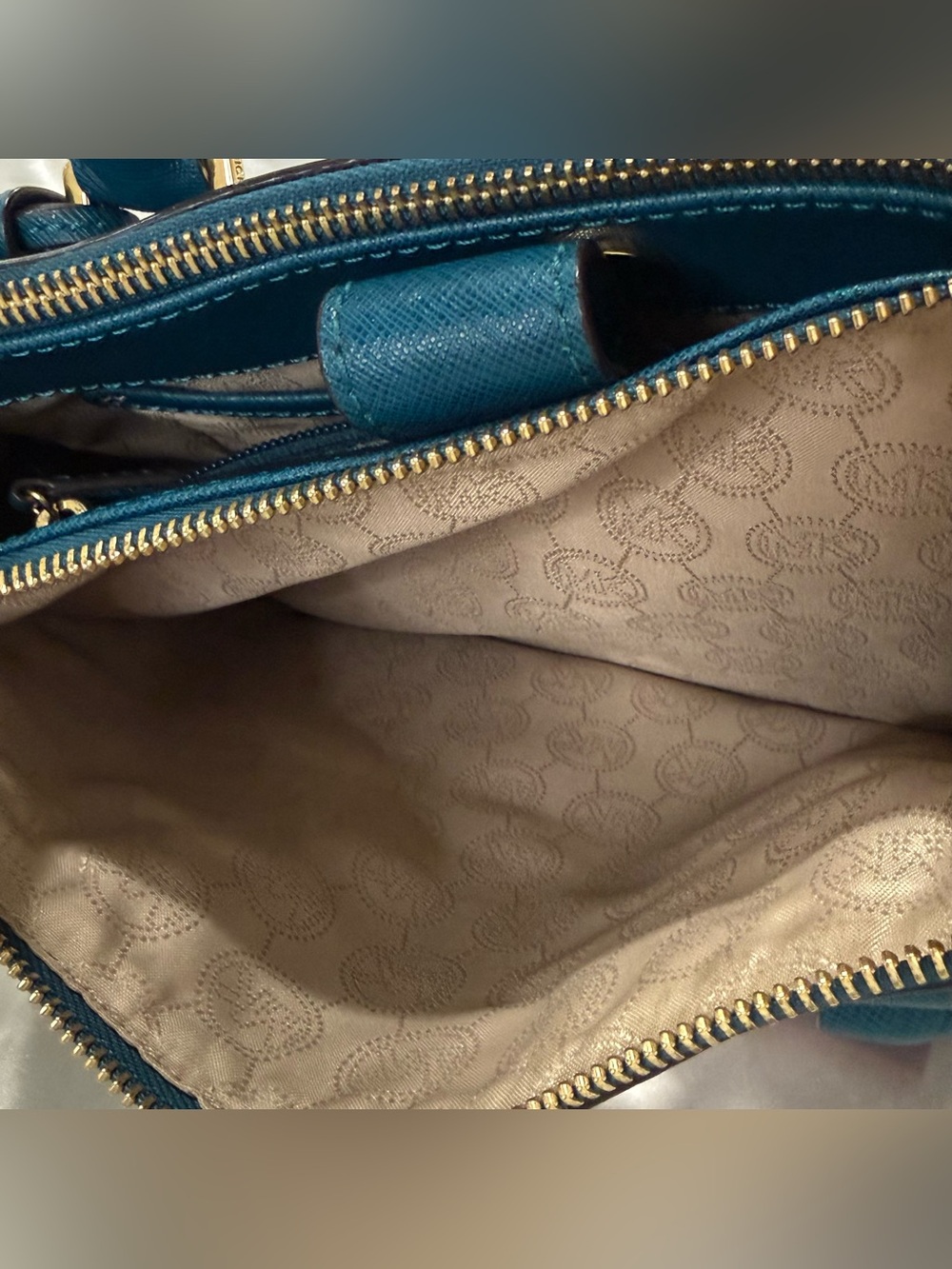 Michael Kors Sutton Medium Satchel Deep Teal Leather Crossbody Classic City Chic - Picture 10 of 16